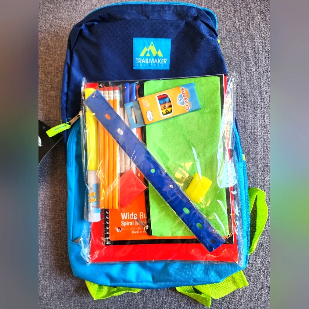 NWT Fully Packed Back-To-School Backpack (Blue/Teal/Green)